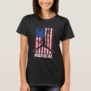 American Flag Sketll Usa Flag 4th Of July Men Boys T-Shirt