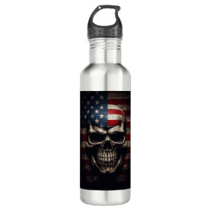 American Flag Skull  710 Ml Water Bottle