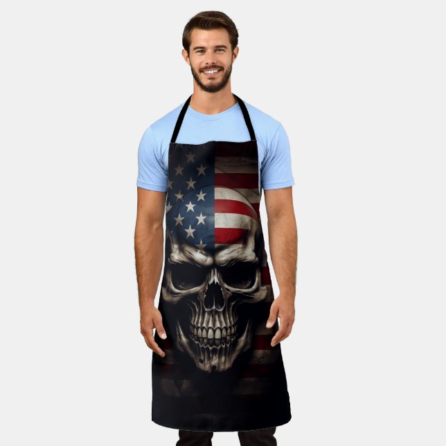 American Flag Skull  Apron (Worn)