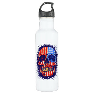 American Flag Skull Art - Gold Dental Gift 710 Ml Water Bottle