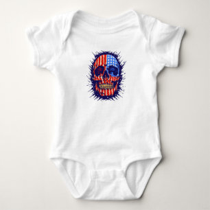 American Flag Skull Art - Gold Dental Gift Baby Bodysuit