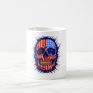American Flag Skull Art - Gold Dental Gift Coffee Mug