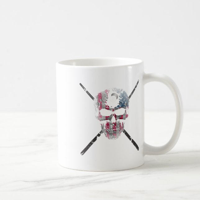 American Flag Skull Billiards Pool Player  Coffee Mug (Right)