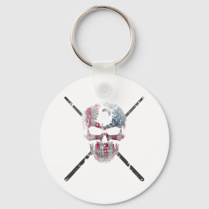 American Flag Skull Billiards Pool Player Key Ring