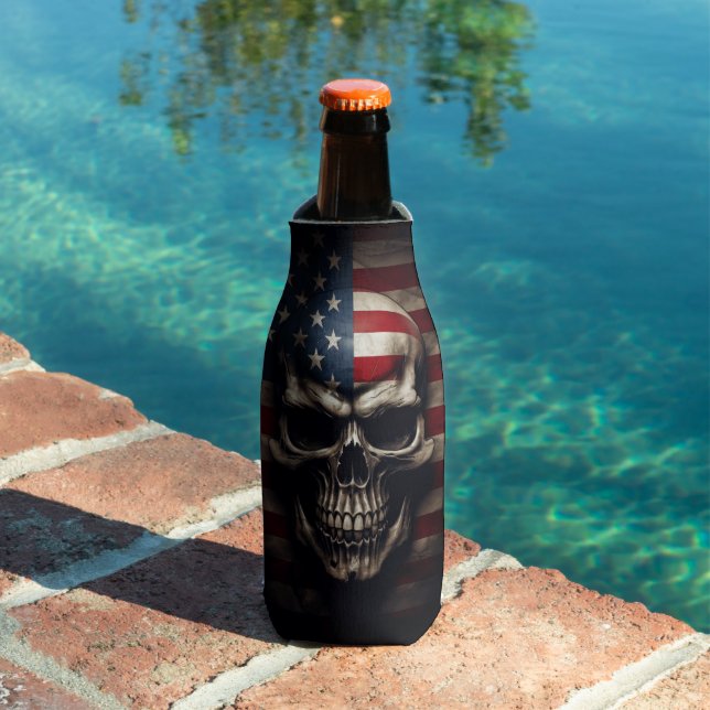 American Flag Skull  Bottle Cooler (In Situ Pool)