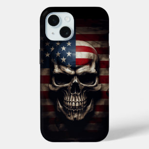 American Flag Skull iPhone 15 Case