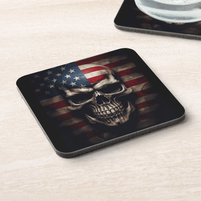 American Flag Skull  Coaster (Left Side)