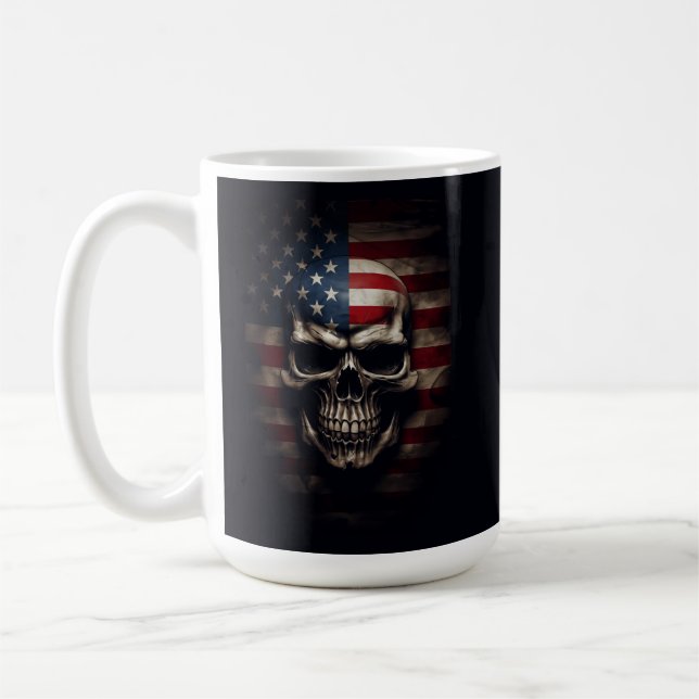 American Flag Skull  Coffee Mug (Left)