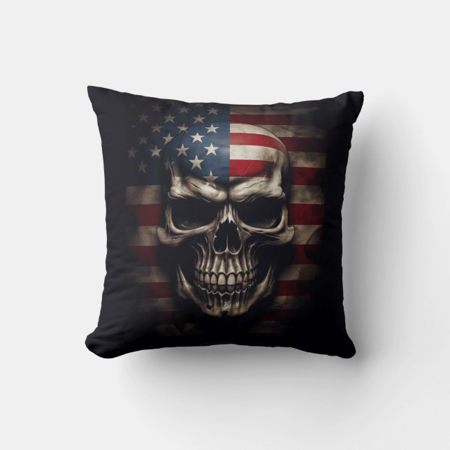 American Flag Skull  Cushion (Front)