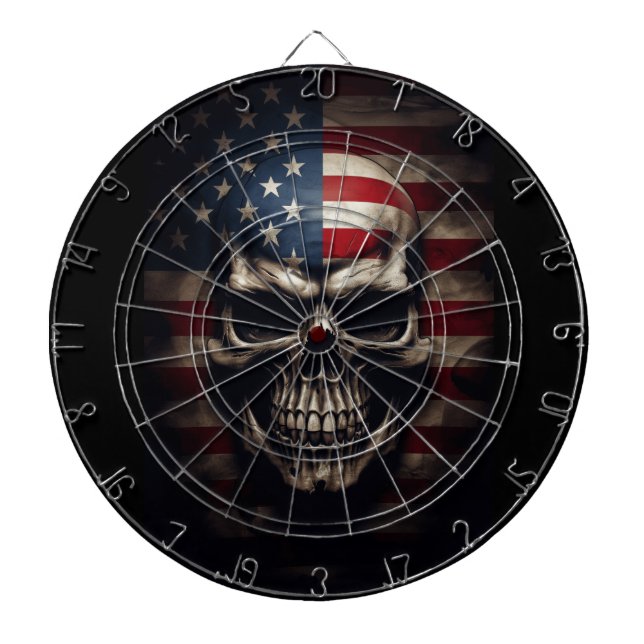 American Flag Skull  Dartboard (Front)