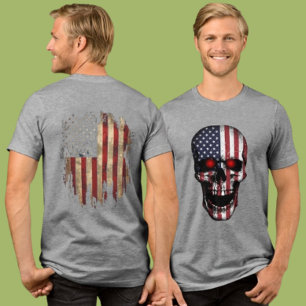 American Flag Skull Distressed Patriot Apparel Tri-Blend Shirt