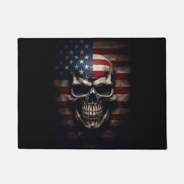 American Flag Skull  Doormat (Front)