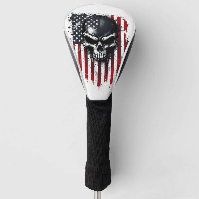 American Flag Skull Golf Head Cover (Front)