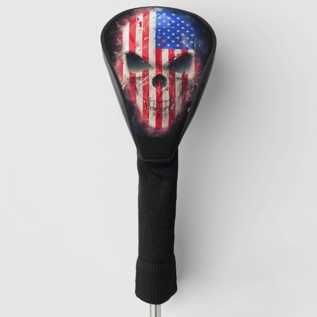 American Flag Skull Golf Head Cover (Front)