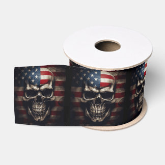 American Flag Skull Grosgrain Ribbon