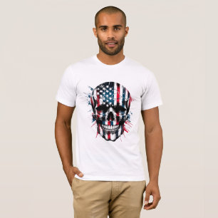 American Flag Skull Independence Day 4th of July T-Shirt
