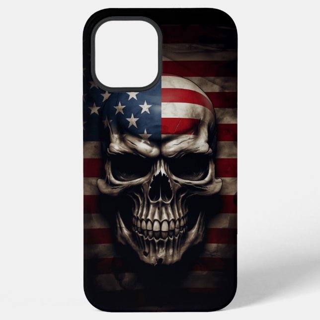 American Flag Skull  iPhone Case (Back)