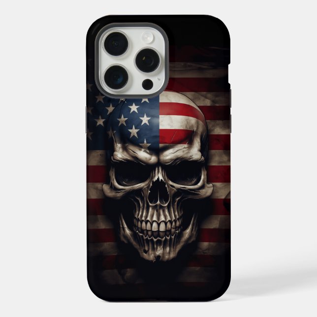 American Flag Skull  iPhone Case (Back)