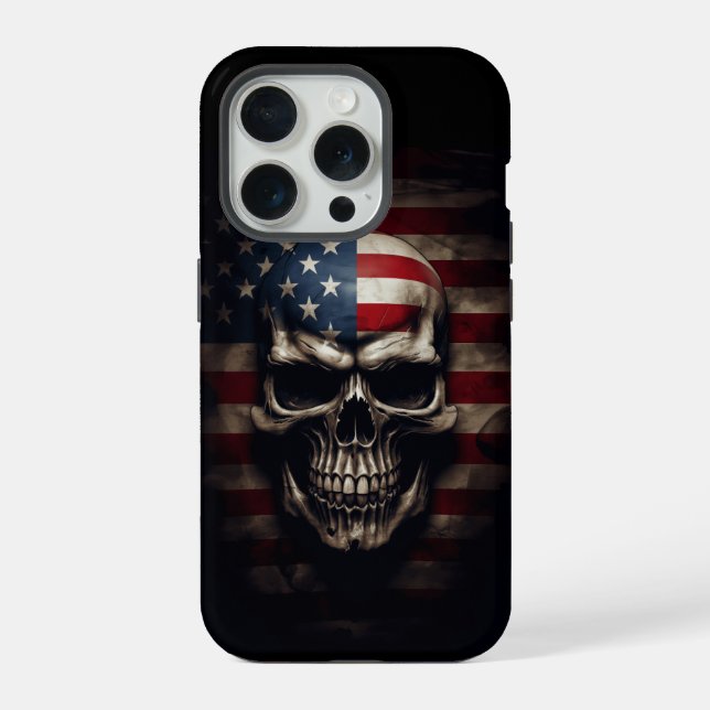 American Flag Skull  iPhone Case (Back)