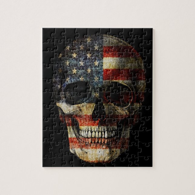 American flag skull jigsaw puzzle (Vertical)