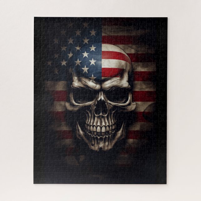 American Flag Skull  Jigsaw Puzzle (Vertical)