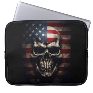 American Flag Skull Laptop Sleeve