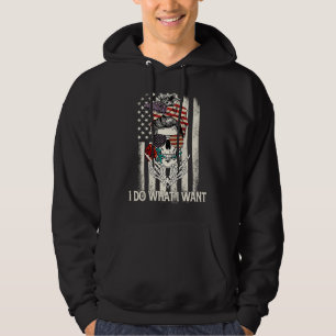 American Flag Skull Mom I Do What I Want Mom Mothe Hoodie