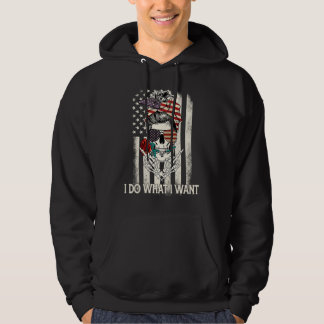 American Flag Skull Mom I Do What I Want Mom Mothe Hoodie