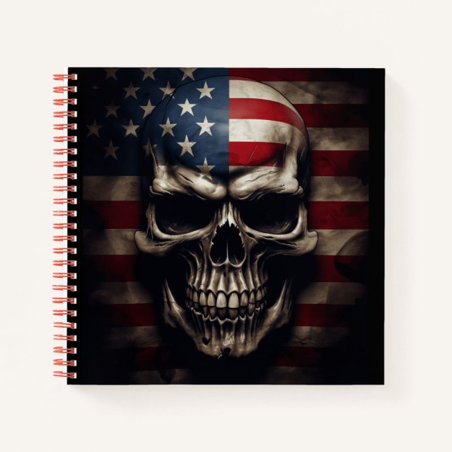 American Flag Skull  Notebook (Front)