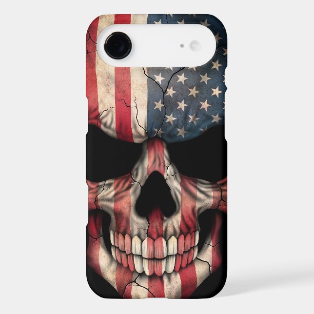American Flag Skull on Black Case-Mate iPhone Case (Back)
