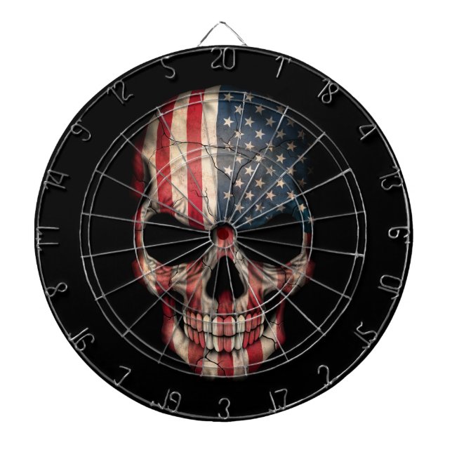 American Flag Skull on Black Dartboard (Front)
