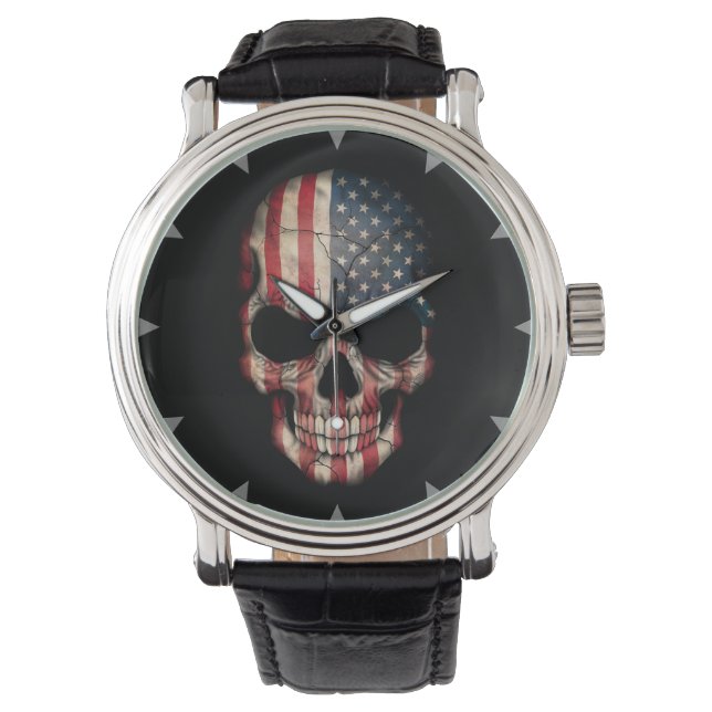 American Flag Skull on Black Watch (Front)