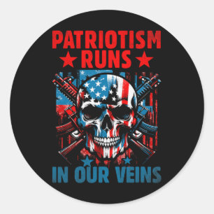American Flag Skull Patriot Skeleton Independence Classic Round Sticker