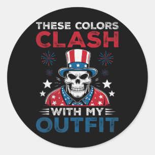 American Flag Skull Patriot Skeleton Independence Classic Round Sticker