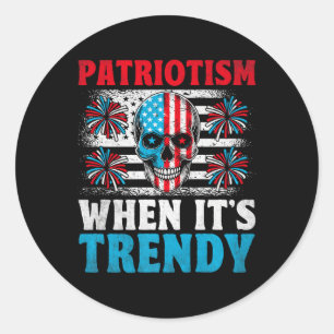 American Flag Skull Patriot Skeleton Independence Classic Round Sticker