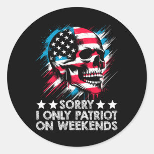 American Flag Skull Patriot Skeleton Independence Classic Round Sticker