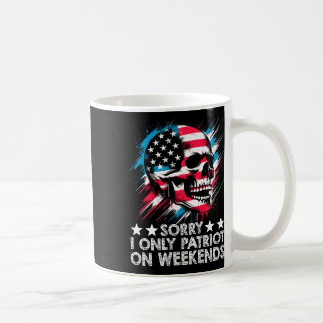 American Flag Skull Patriot Skeleton Independence  Coffee Mug (Right)