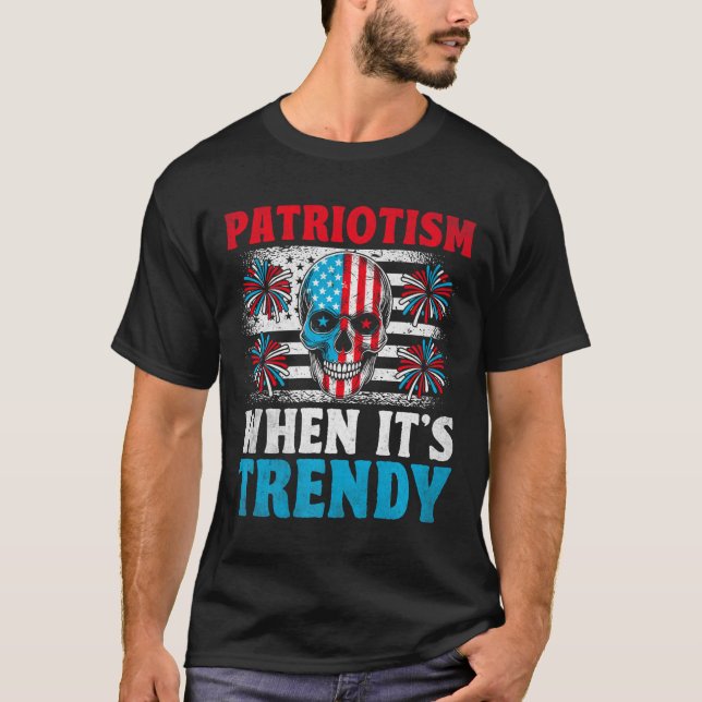 American Flag Skull Patriot Skeleton Independence  T-Shirt (Front)