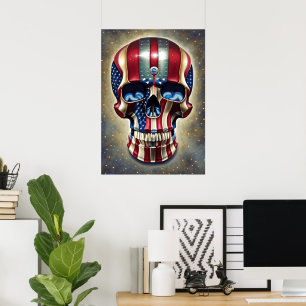 American Flag Skull Poster