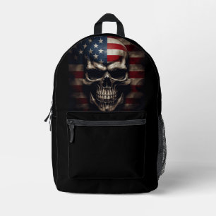 American Flag Skull Printed Backpack