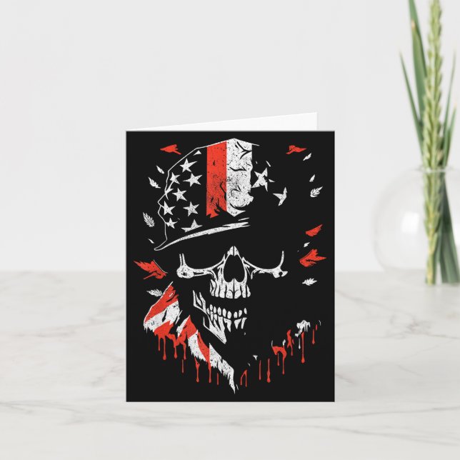 American Flag Skull Soldier Patriotic Military Gra Card (Front)