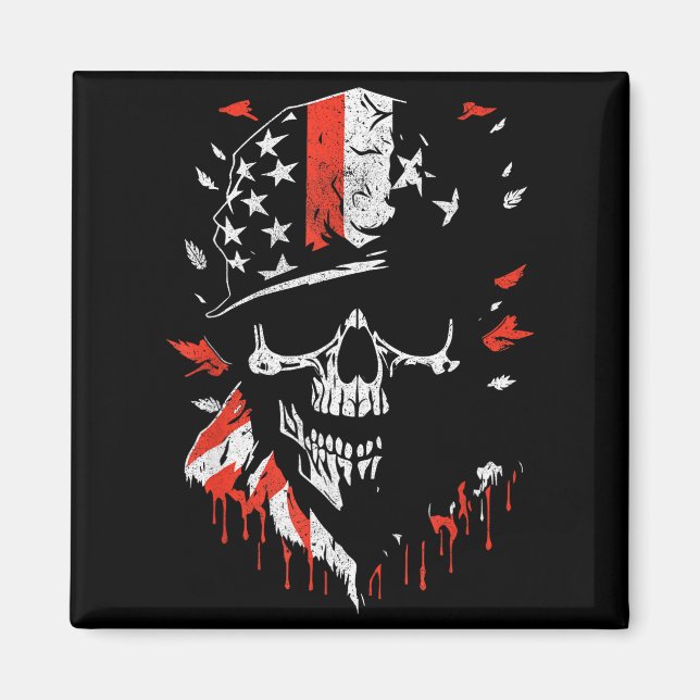 American Flag Skull Soldier Patriotic Military Gra Magnet (Front)