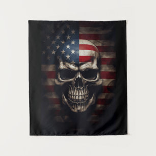 American Flag Skull Tapestry