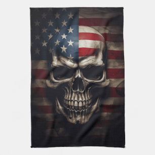 American Flag Skull Tea Towel