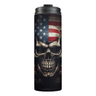 American Flag Skull Thermal Tumbler