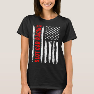 American Flag Slot Car Racing USA Men Women US Fla T-Shirt