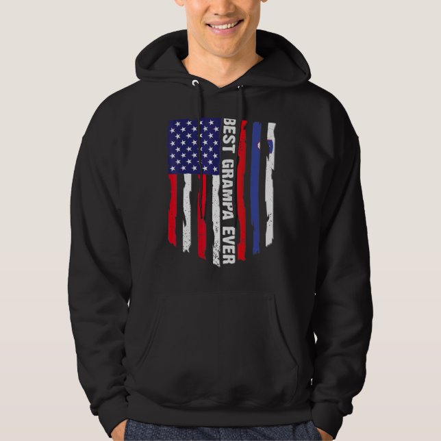 American Flag & Slovenia Flag Best Grampa Ever Fam Hoodie (Front)