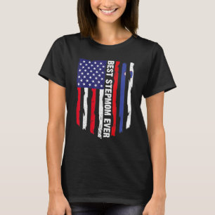 American Flag & Slovenia Flag Best Stepmom Ever Fa T-Shirt