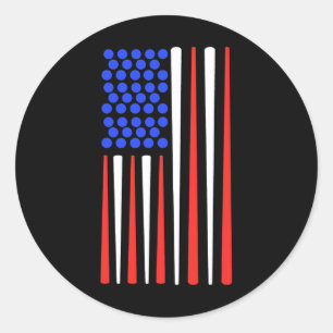 American Flag Snooker Billiard Player Billiards  Classic Round Sticker
