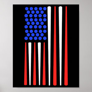 American Flag Snooker Billiard Player Billiards  Poster